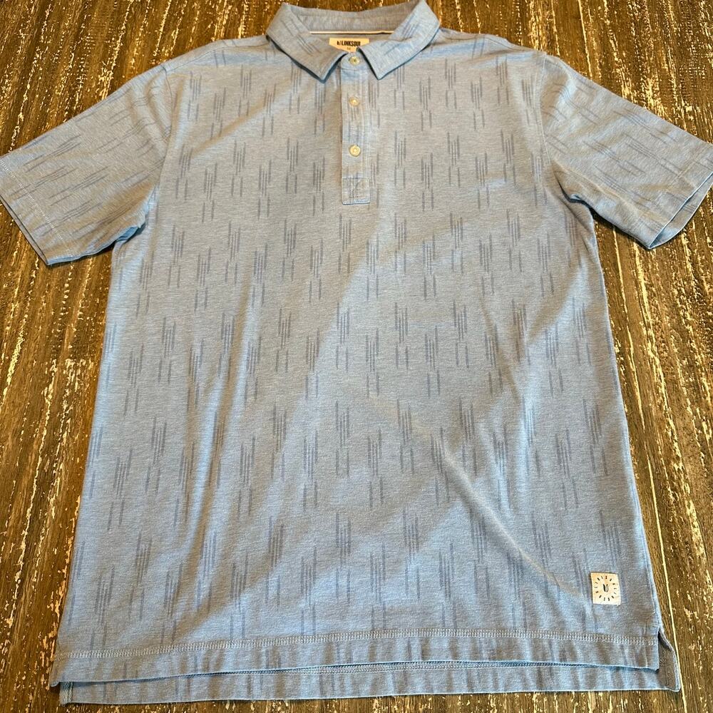 LinkSoul Tempus Fugit AOP Polyester Stretch Golf Polo Shirt Blue Men’s Size M